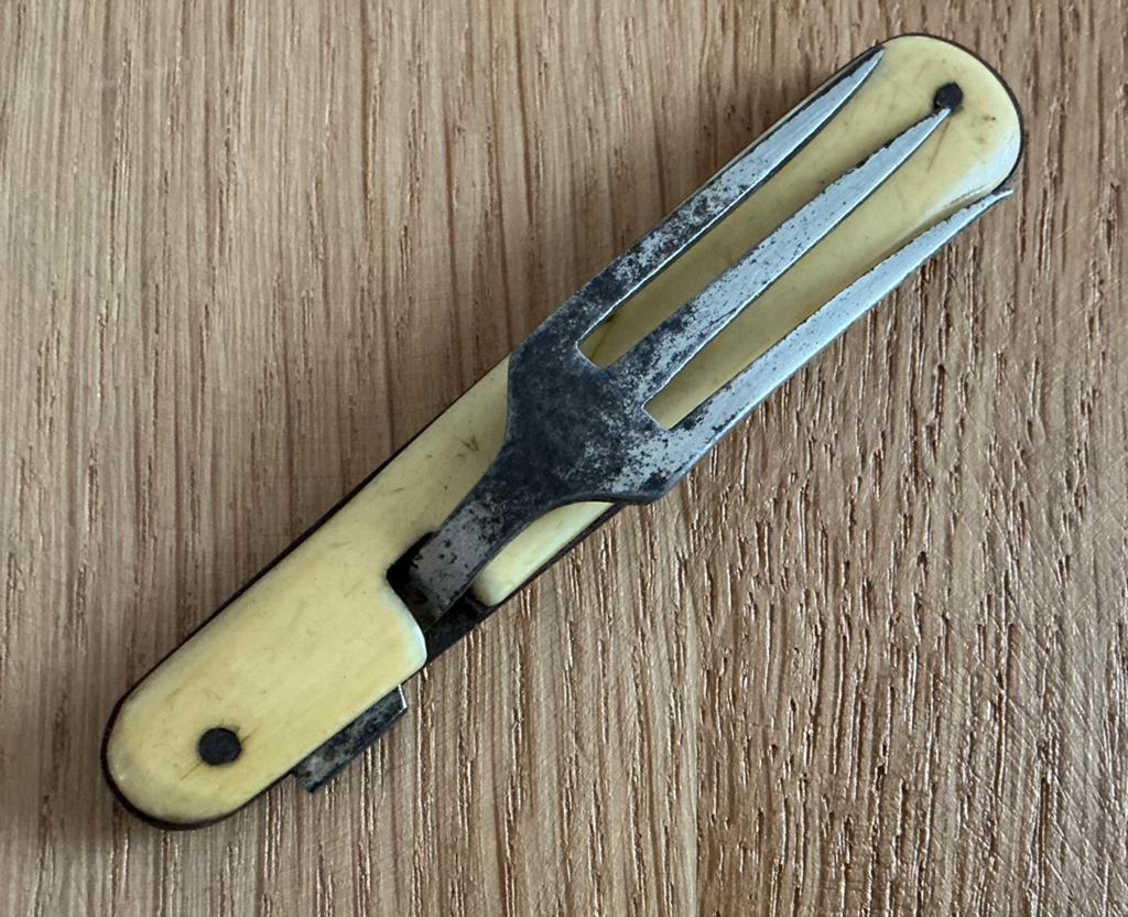 Oud zakmes vork inklapbaar, Ophalen of Verzenden, Gebruikt