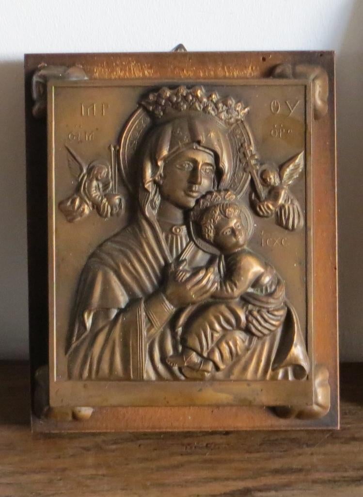 Afbeelding van heilige Maria en kindje Jesus., Antiek en Kunst, Antiek | Religie, Ophalen of Verzenden
