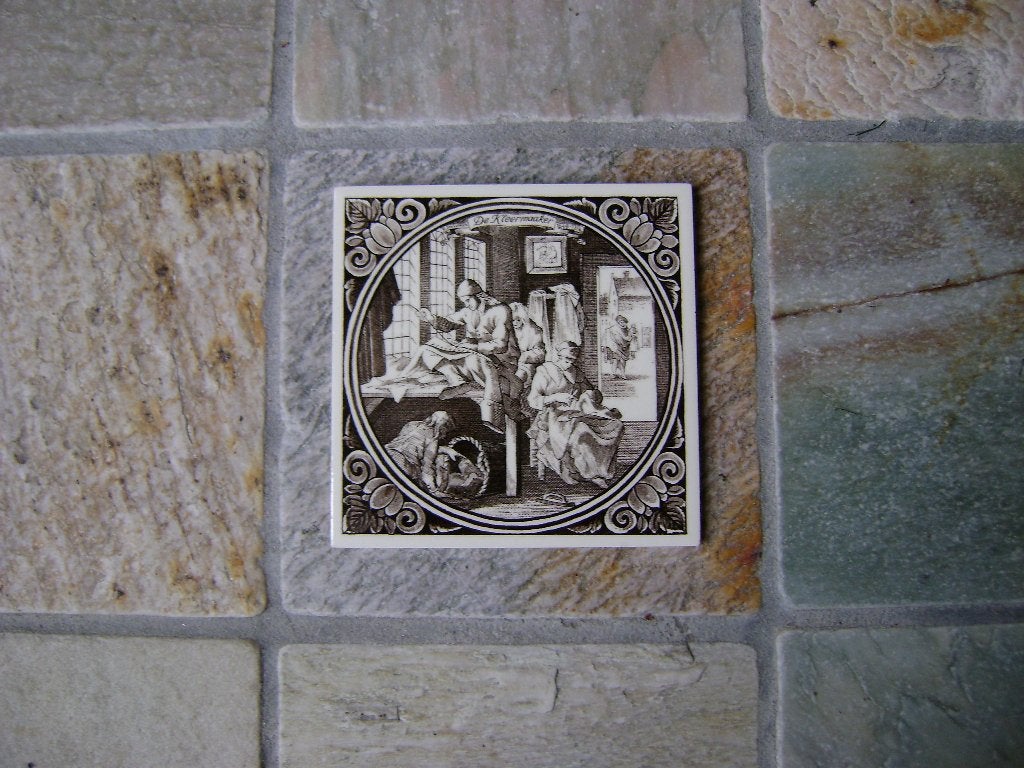 Tegel - De kleermaaker - oud beroep., Antiek en Kunst, Ophalen of Verzenden