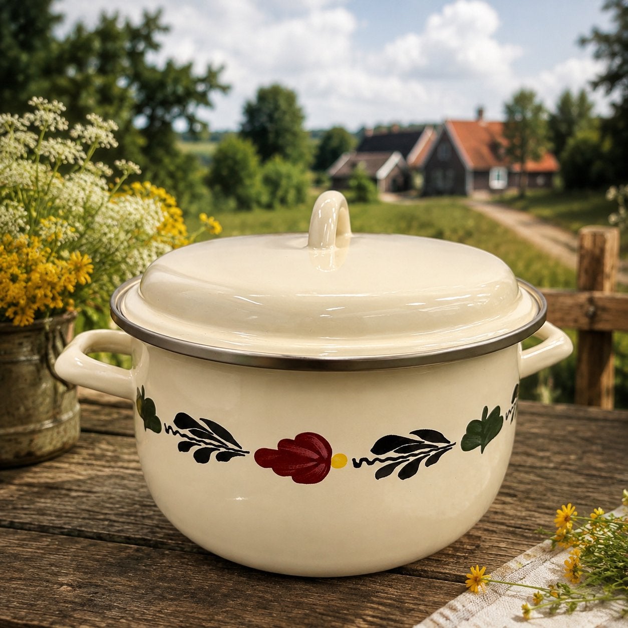 Prachtige 4l boerenbont pan voor stampot of soep, Gietijzer, Div, Ophalen of Verzenden, Zo goed als nieuw