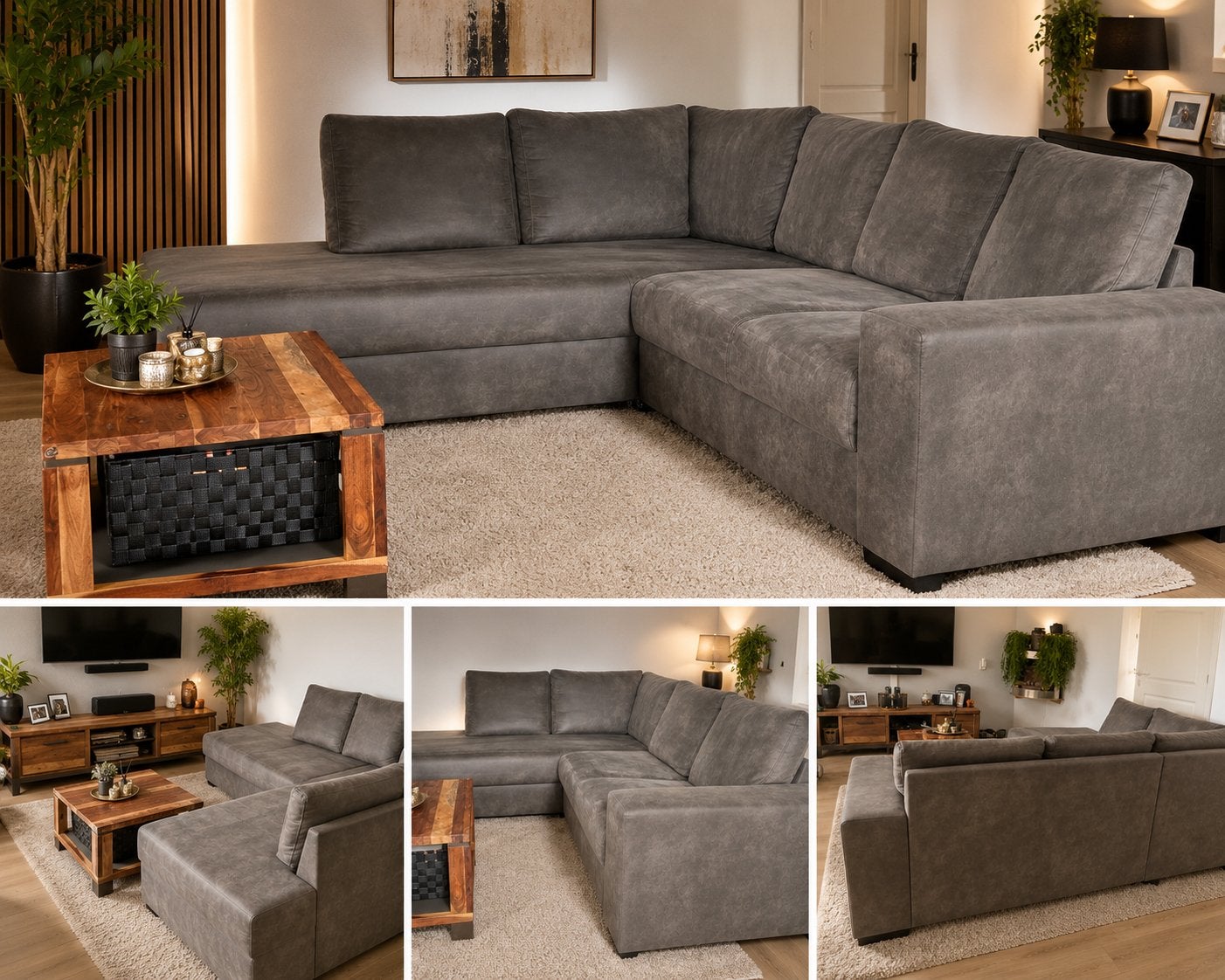 Grijze Hoekbank met Longchair - Comfortabel en Modern, Huis en Inrichting, Ophalen, Overige materialen, Hoekbank, 75 tot 100 cm