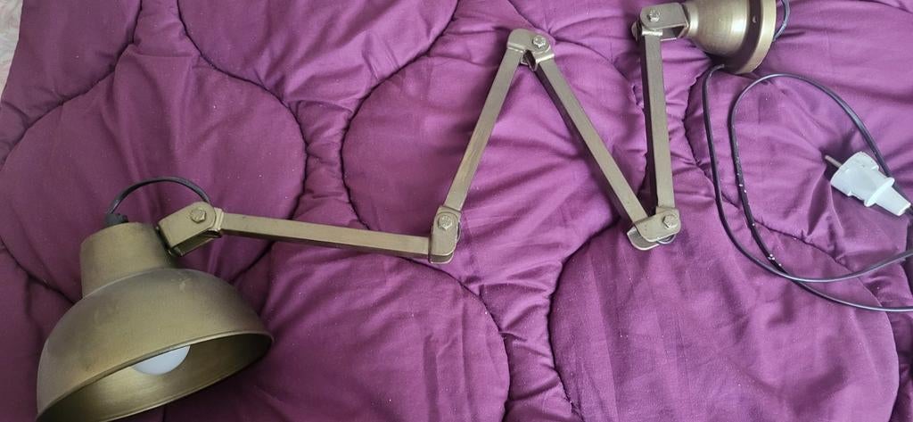 Uittrekbare Muurlamp Bronskleurig - Verstelbaar Design, Huis en Inrichting, Lampen | Wandlampen, Ophalen, Gebruikt, Metaal, Industrieel, Klassiek, Verstelbaar