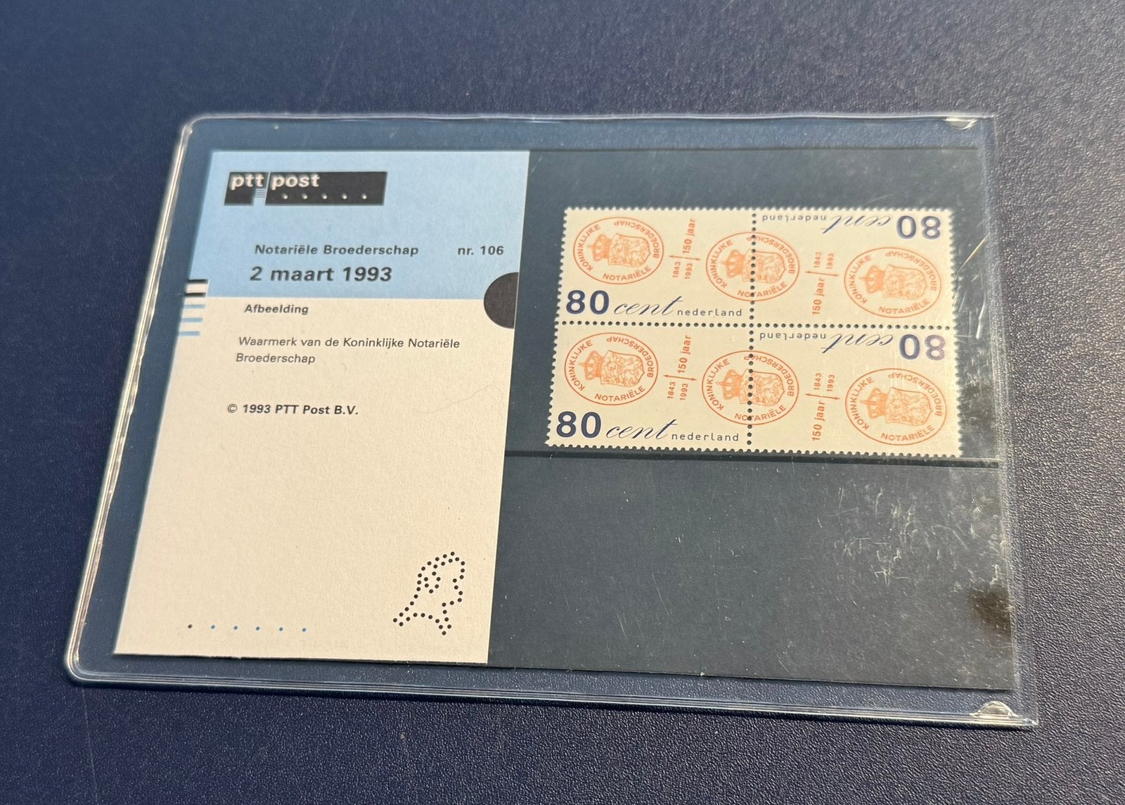 Ptt Post postzegel mapje 106 Notariele Broederschap 1993, Ophalen of Verzenden, Na 1940, Postfris