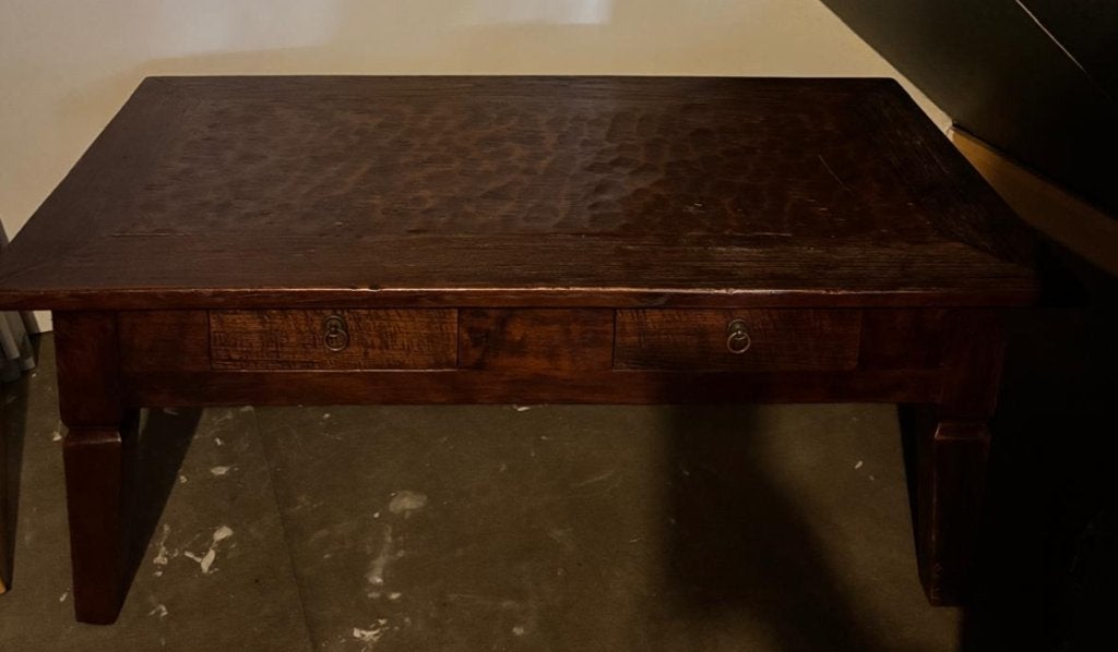 Teakhouten salontafel (donker, massief), Ophalen, Gebruikt, 50 tot 100 cm, 100 tot 150 cm