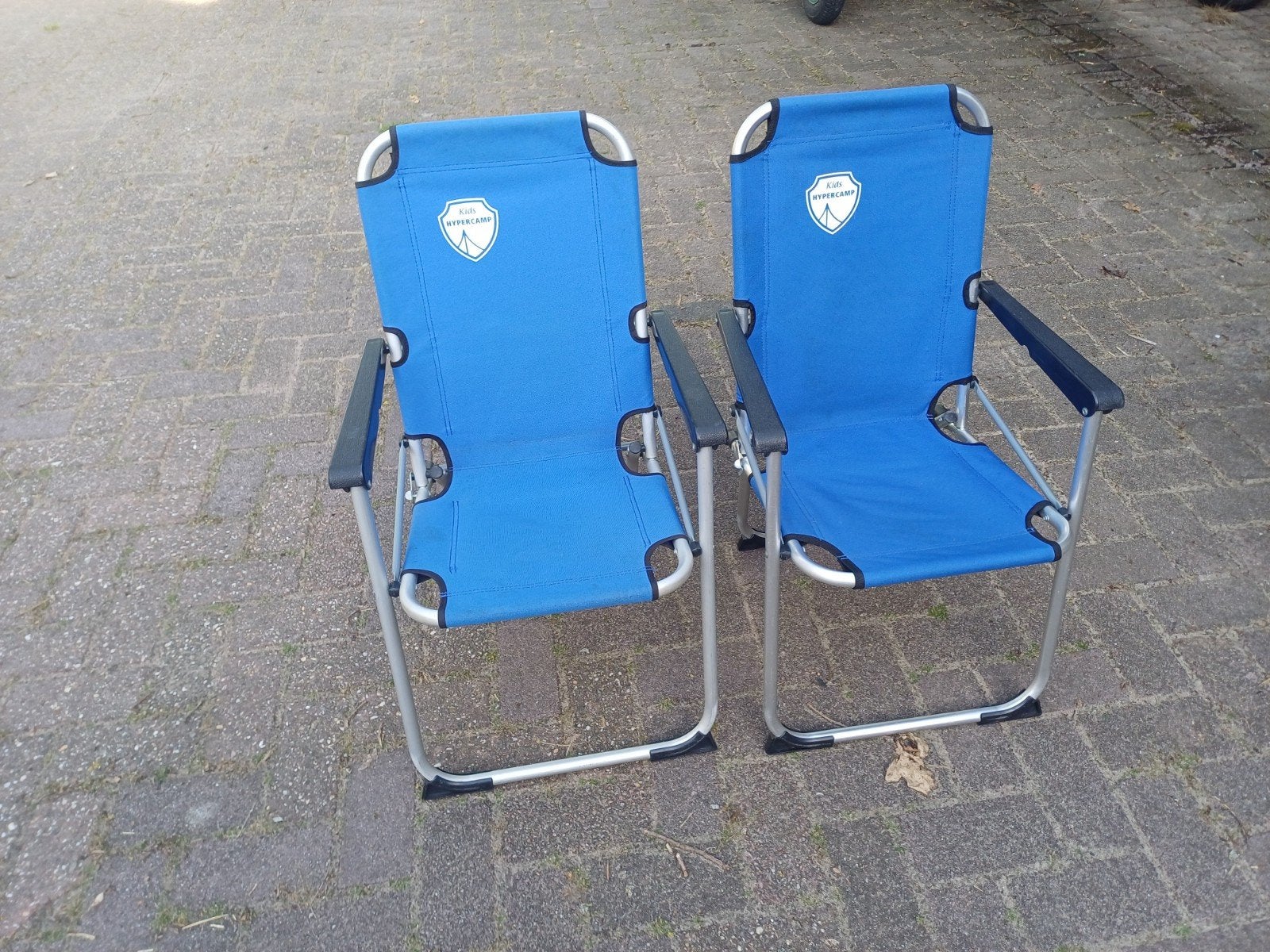 2x Blauwe opvouwbare campingstoelen kids hypercamp, Caravans en Kamperen, Ophalen, Gebruikt, Campingstoel