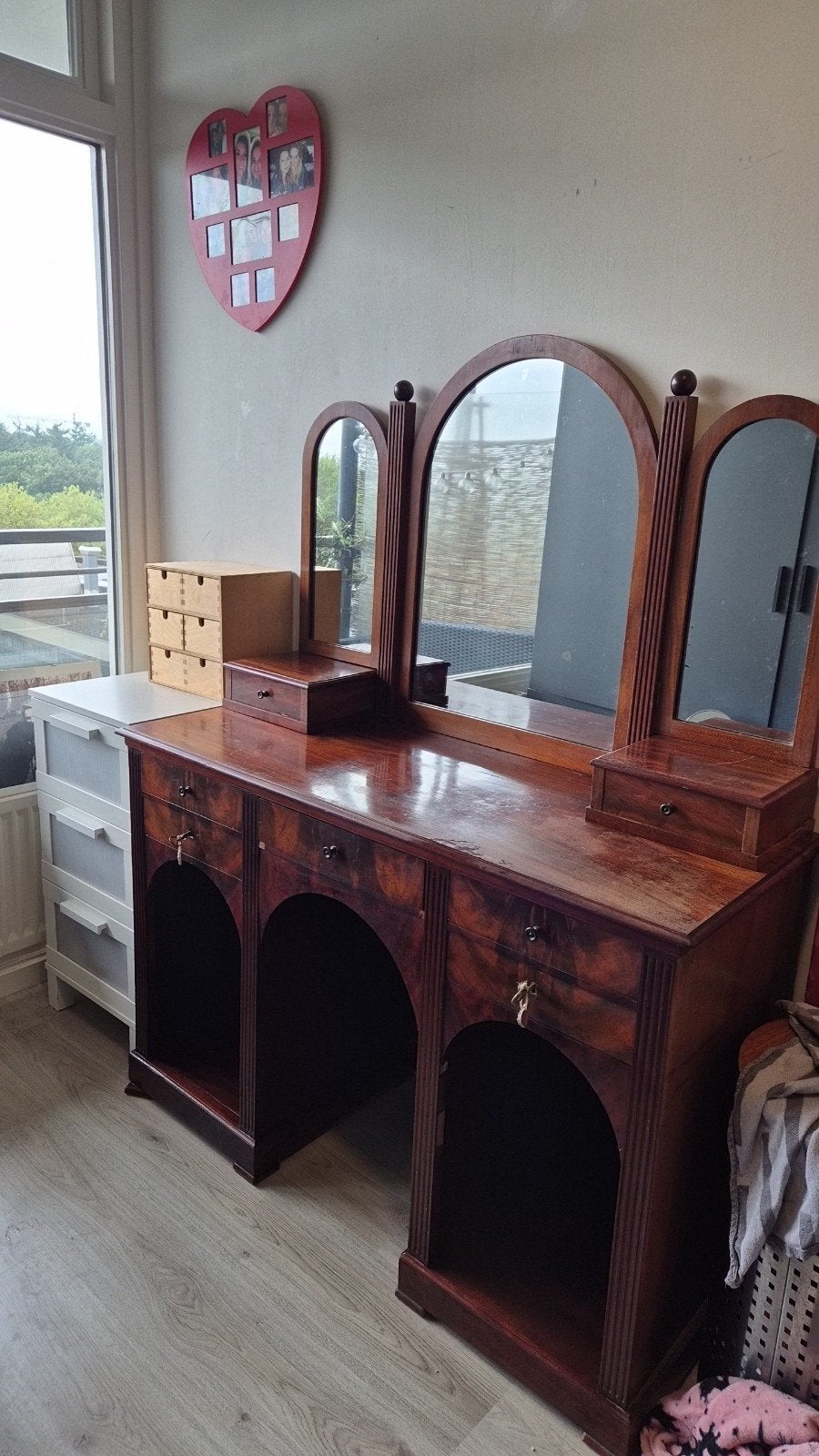 Antieke kaptafel met losse spiegelopzet, Ophalen, Gebruikt, Minder dan 100 cm