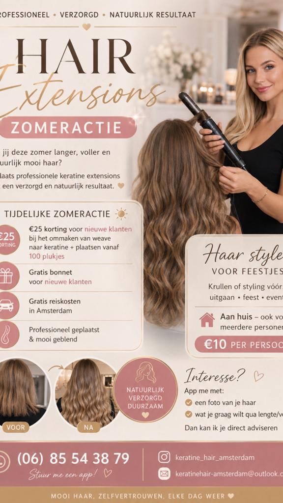 ZOMERACTIE HAIREXTENSIONS ☀️, Ophalen of Verzenden, Nieuw, Pruik of Haarverlenging
