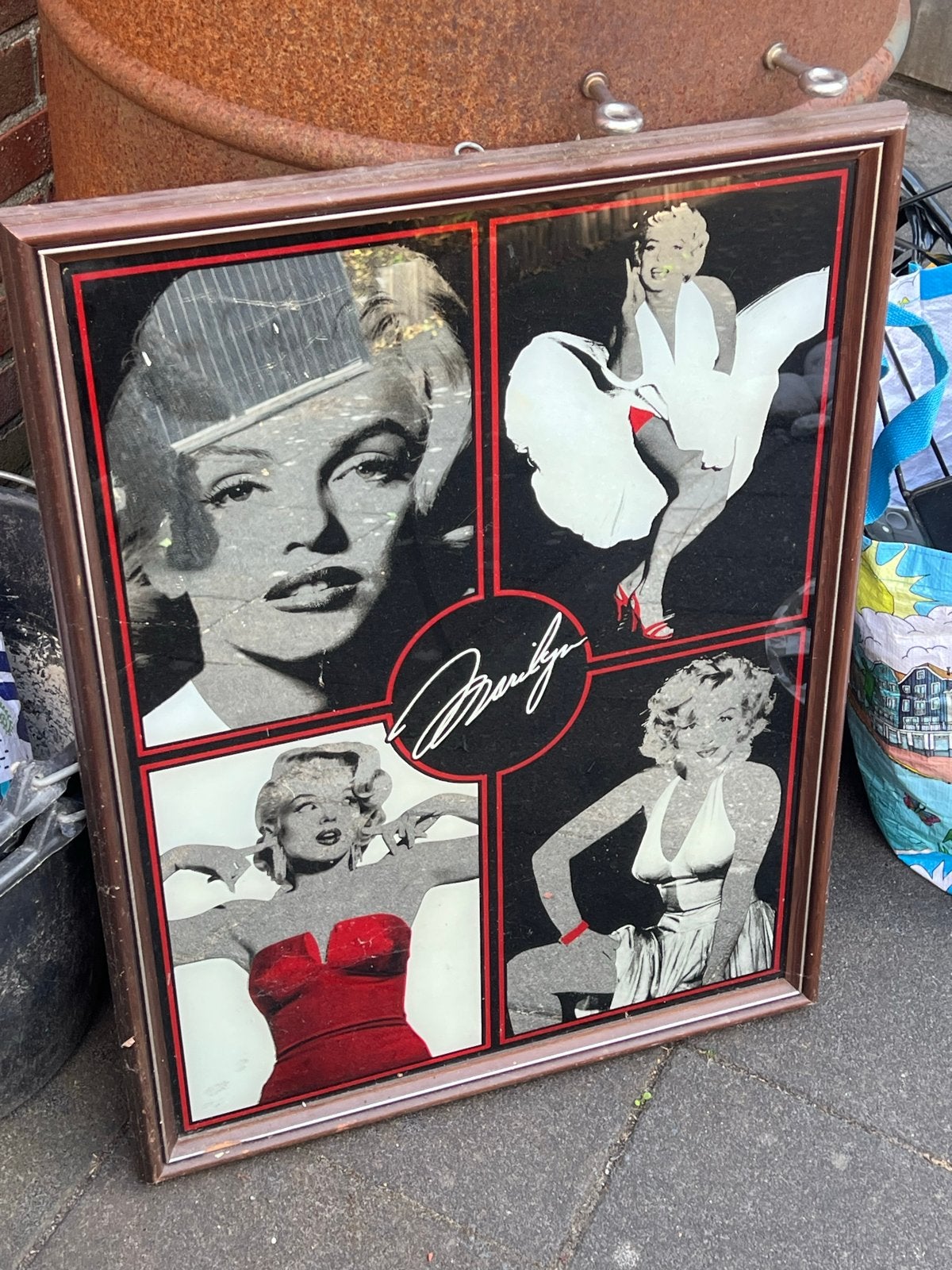 Marilyn Monroe spiegel - stoffig maar onbeschadigd, Ophalen of Verzenden, Rechthoekig, Minder dan 50 cm, Minder dan 100 cm