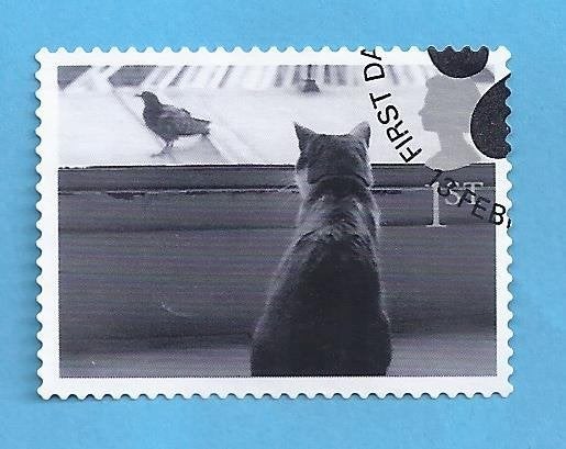 GB 2001 - Katten, Verzenden, Gestempeld