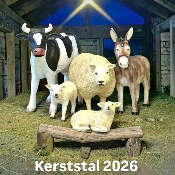 Kerststal beelden os Koe Paard Varken Kalf Geit Schaap Ezel, Ophalen, Nieuw, Dier