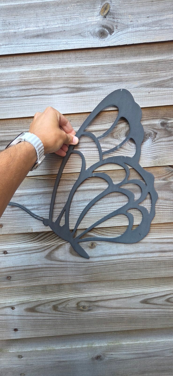 2x Metalen vlinder wanddecoratie om op te hangen, Metaal, Zwart, Ophalen of Verzenden, Met ophangsysteem