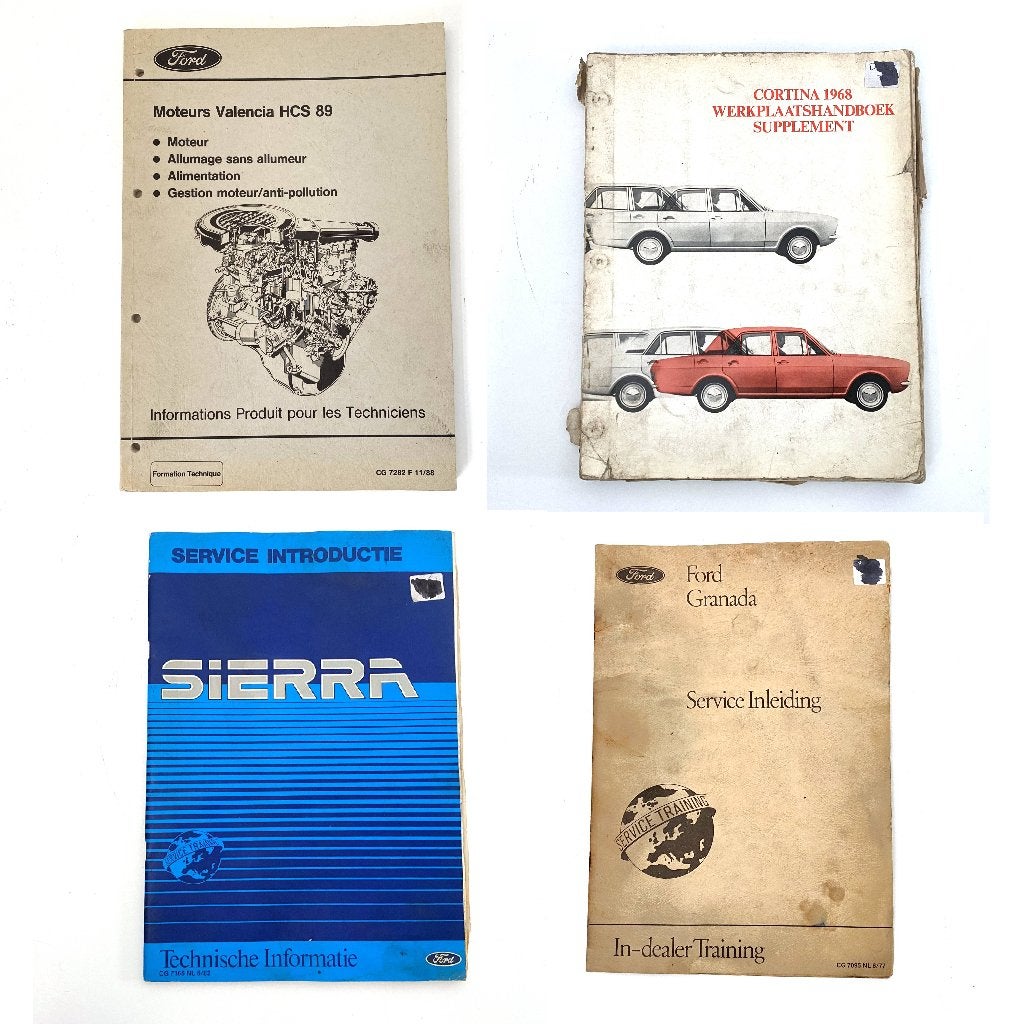 4x Ford Manual: Valencia, Cortina, Sierra, Granada, Verzenden, Gelezen, Ford