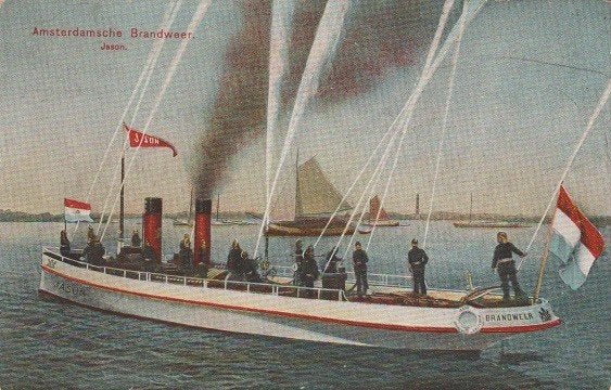 Amsterdamsche brandweer boot Jason/oud, Verzenden, 1940 tot 1960, Ongelopen, Overige thema's