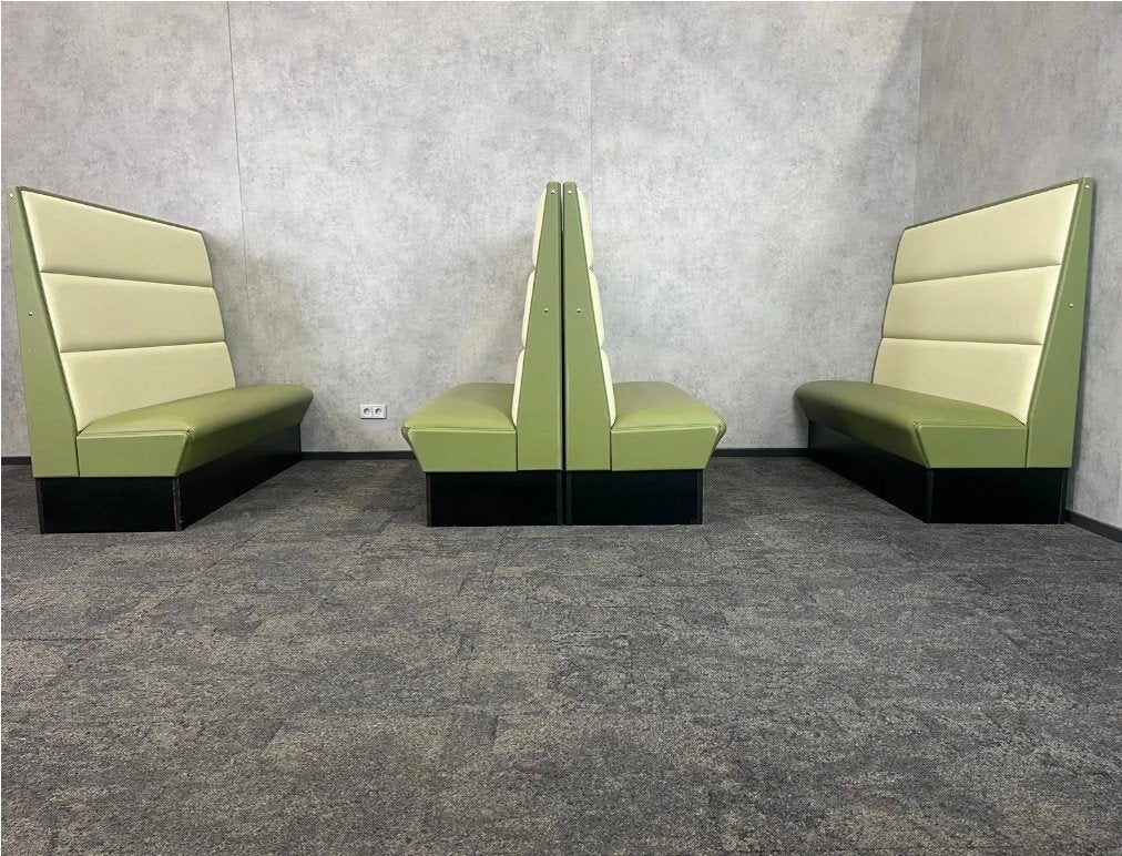 Wandbank groen / beige nog 2 beschikbaar, 150 tot 200 cm, Ophalen of Verzenden, Zo goed als nieuw, Rechte bank