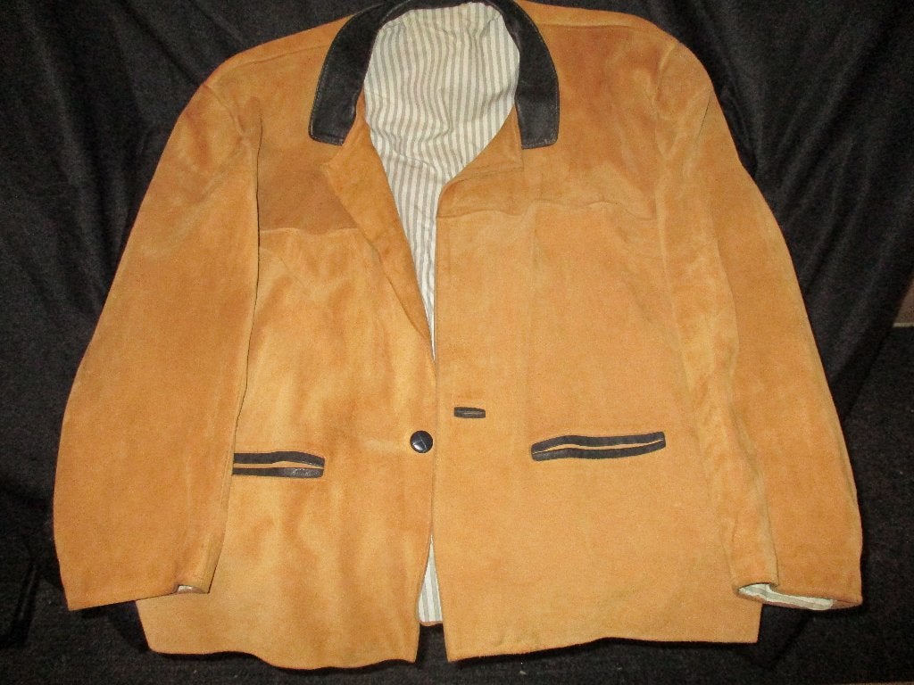 SUEDE BRUIN LEREN COLBERT JAS MAAT XL, Ophalen of Verzenden, Gedragen, Maat 56/58 (XL), Bruin