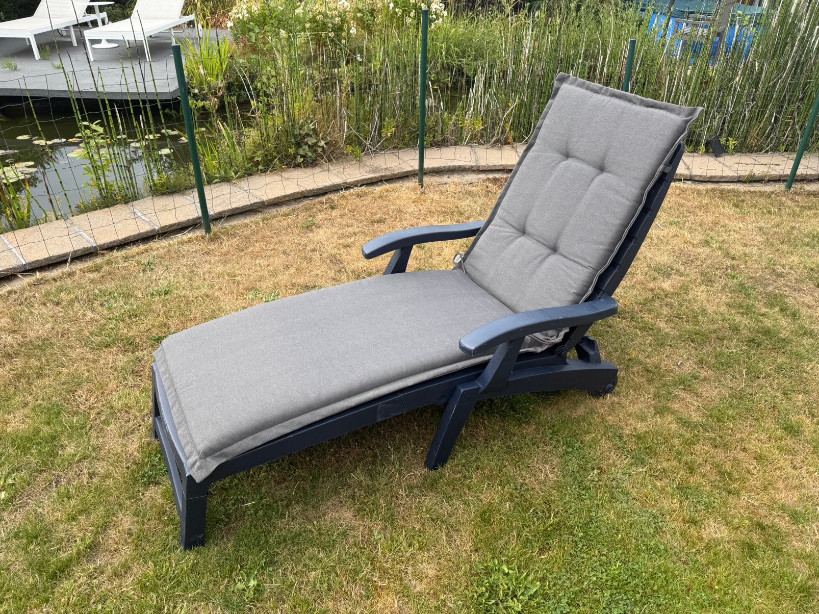 Kunststof ligstoel donkerblauw, Ophalen, Gebruikt, Kunststof, Verstelbaar