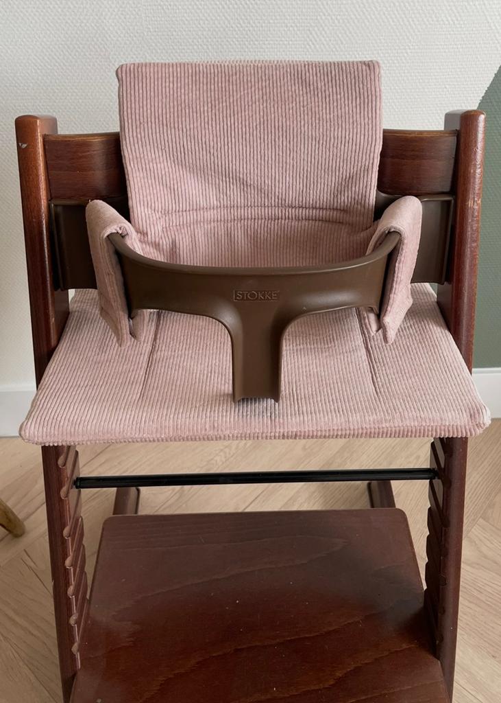 Nieuw! Rib-stof oud rozeStokke Tripp Trapp stoel kussenset, Stoelverkleiner, Meegroeistoel, Ophalen of Verzenden, Zo goed als nieuw