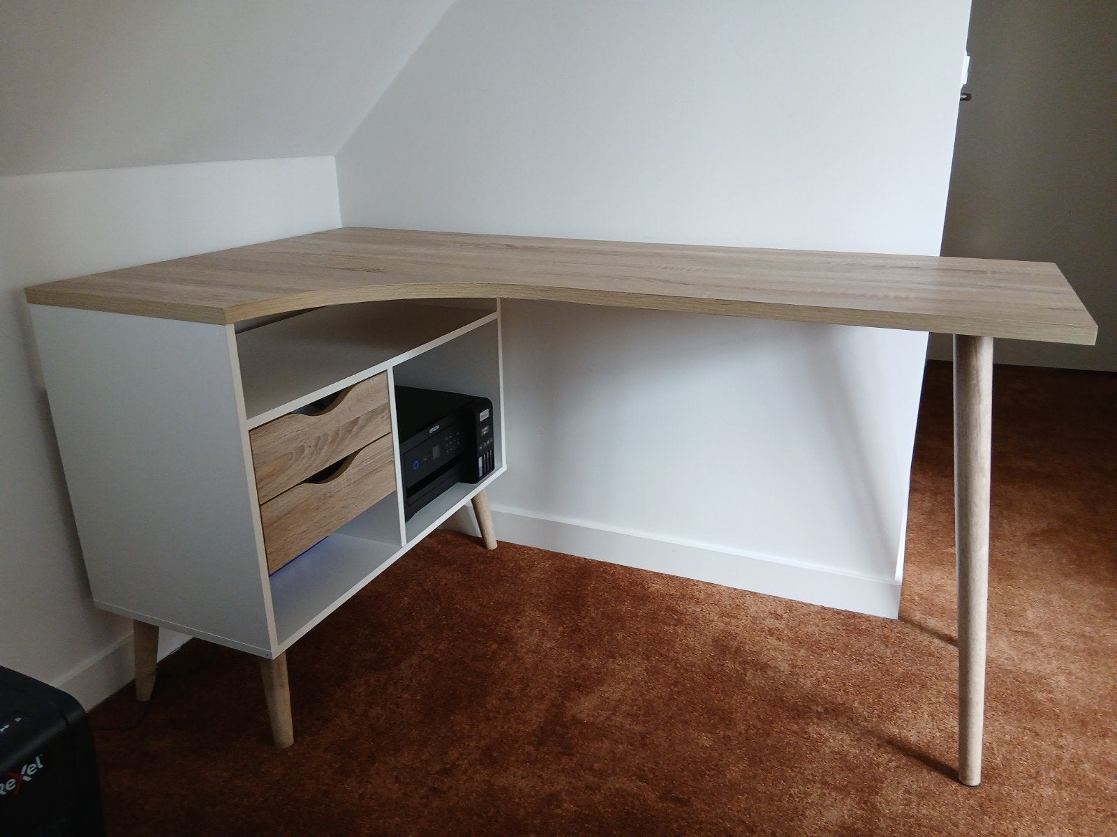 Hoekbureau Scandinavische stijl 145x81x75,5, Huis en Inrichting, Bureaus, Ophalen, Gebruikt, Scandinavisch, Hoekbureau