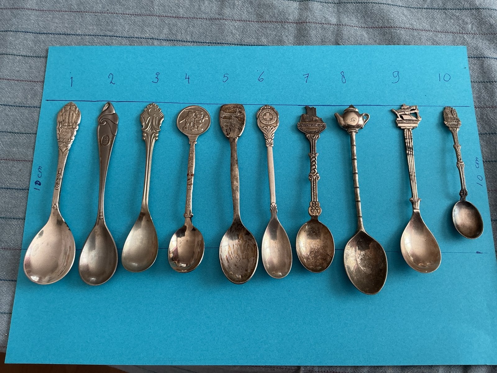 Verzameling van 10 antieke souvenirlepels, Antiek en Kunst, Ophalen