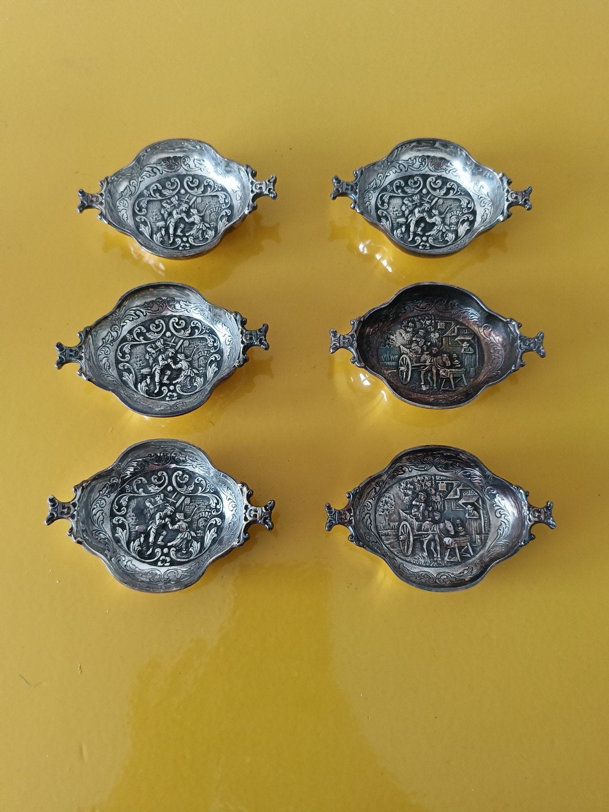 Set van zes zilverkleurige bonbonschaaltjes, Ophalen of Verzenden