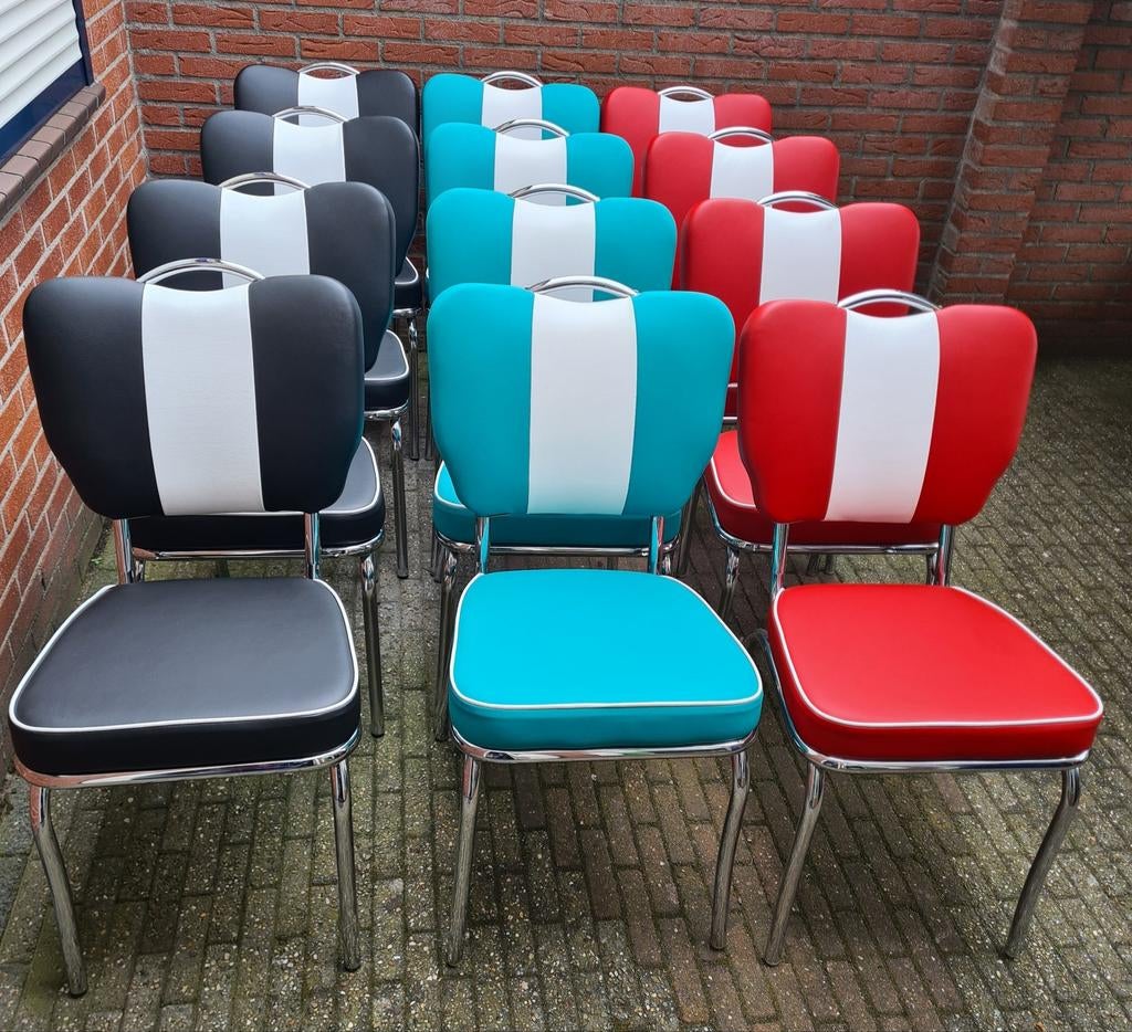 FIFTIES SIXTIES AMERIKAANSE BEL AIR DINER STOELEN MET TAFEL, Huis en Inrichting, Stoelen, Ophalen, Overige kleuren, Overige materialen