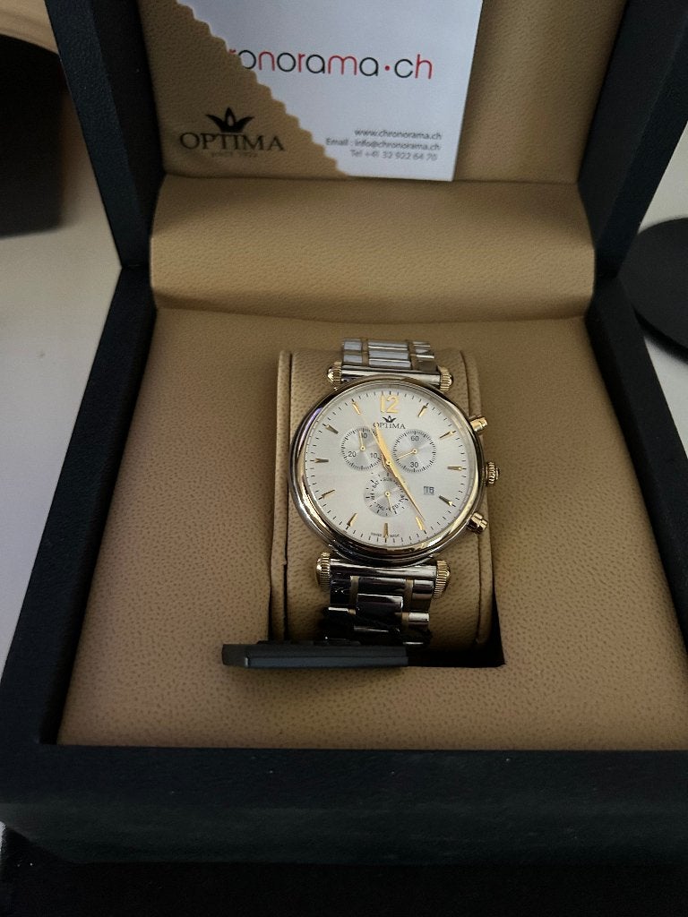 Optima Chronograaf Polshorloge - nieuw, Sieraden, Tassen en Uiterlijk, Horloges | Heren, Staal, Staal, Polshorloge, Nieuw