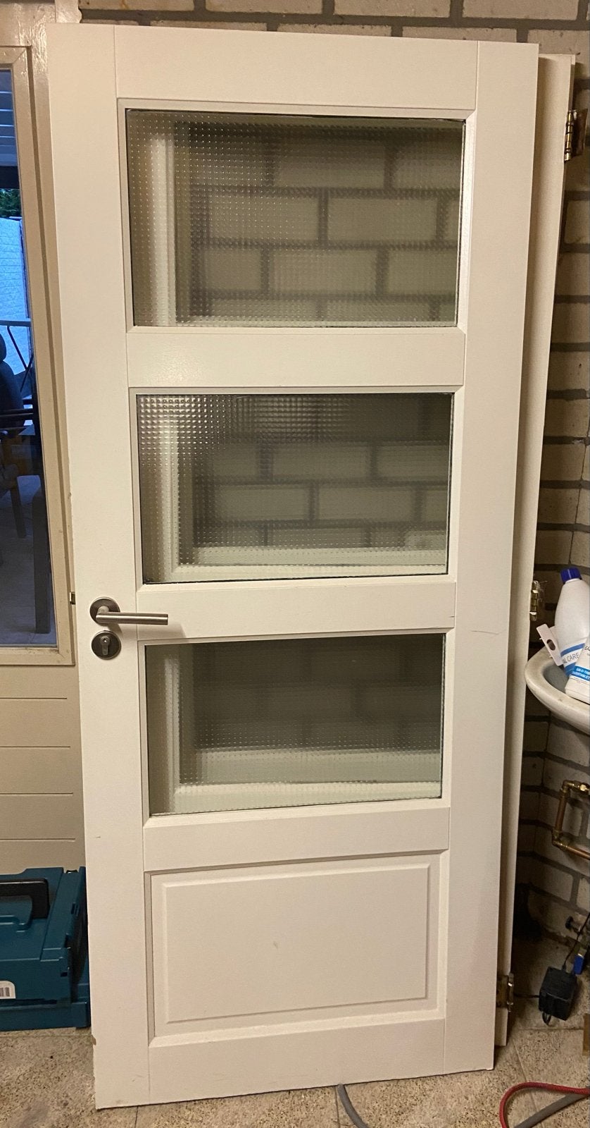 Stompe binnendeur linksdraaiend met glas, 197x82 cm, Ophalen, Gebruikt, 80 tot 100 cm, Binnendeur