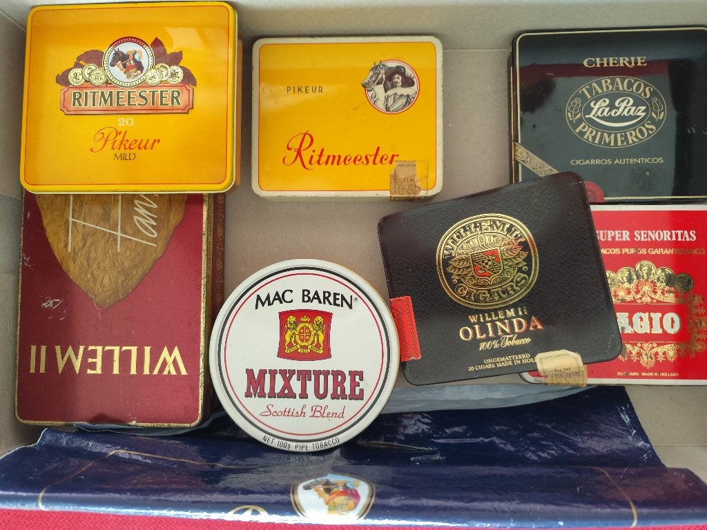 VINTAGE VERZAMELING SIGARENBLIKJES DIVERS, Verzamelen, Blikken, Ophalen of Verzenden, Gebruikt, Overige