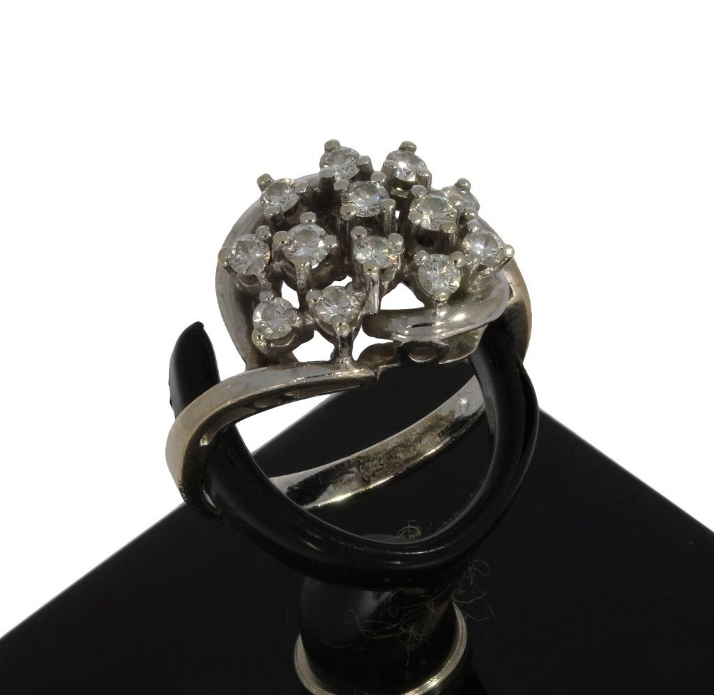 Diamanten rozet 14k gouden luxe briljant ring dame entourage, Voordeelsieraden, Ophalen of Verzenden, Met edelsteen, Dame