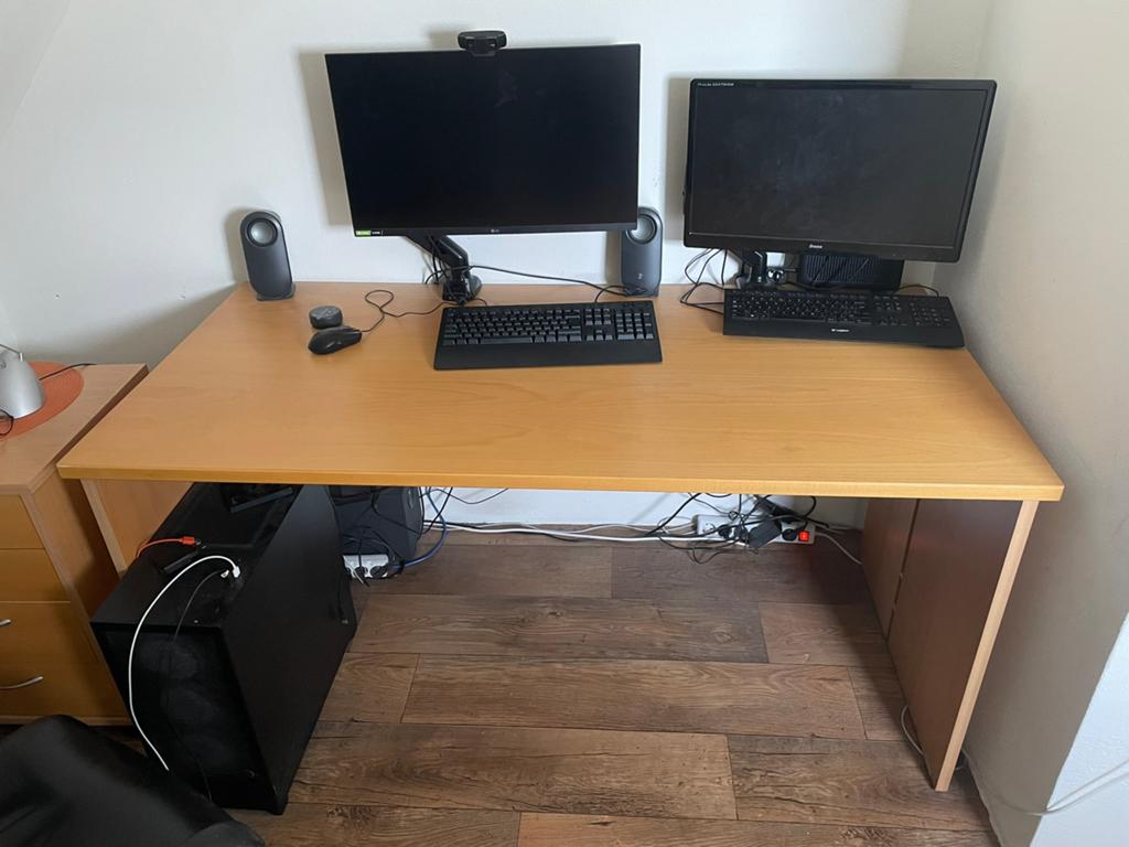 Bureau, Ophalen, 160 cm, Hout, Bruin