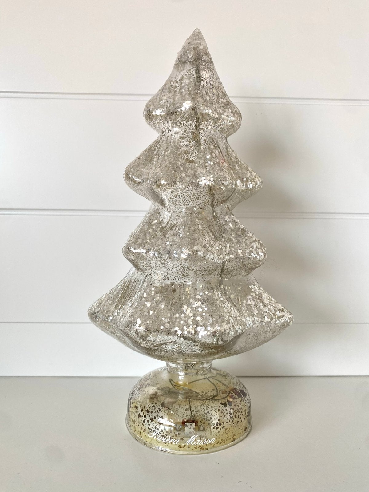 Riviera Maison glazen verlichte kerstboom zilver glas, Ophalen of Verzenden