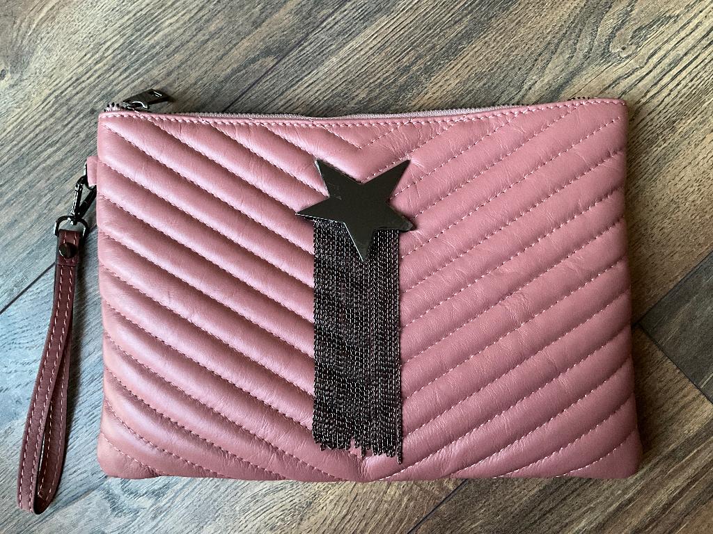 Clutch leder roze made in Italy Nieuw, Ophalen of Verzenden, Nieuw, Roze, Overige typen
