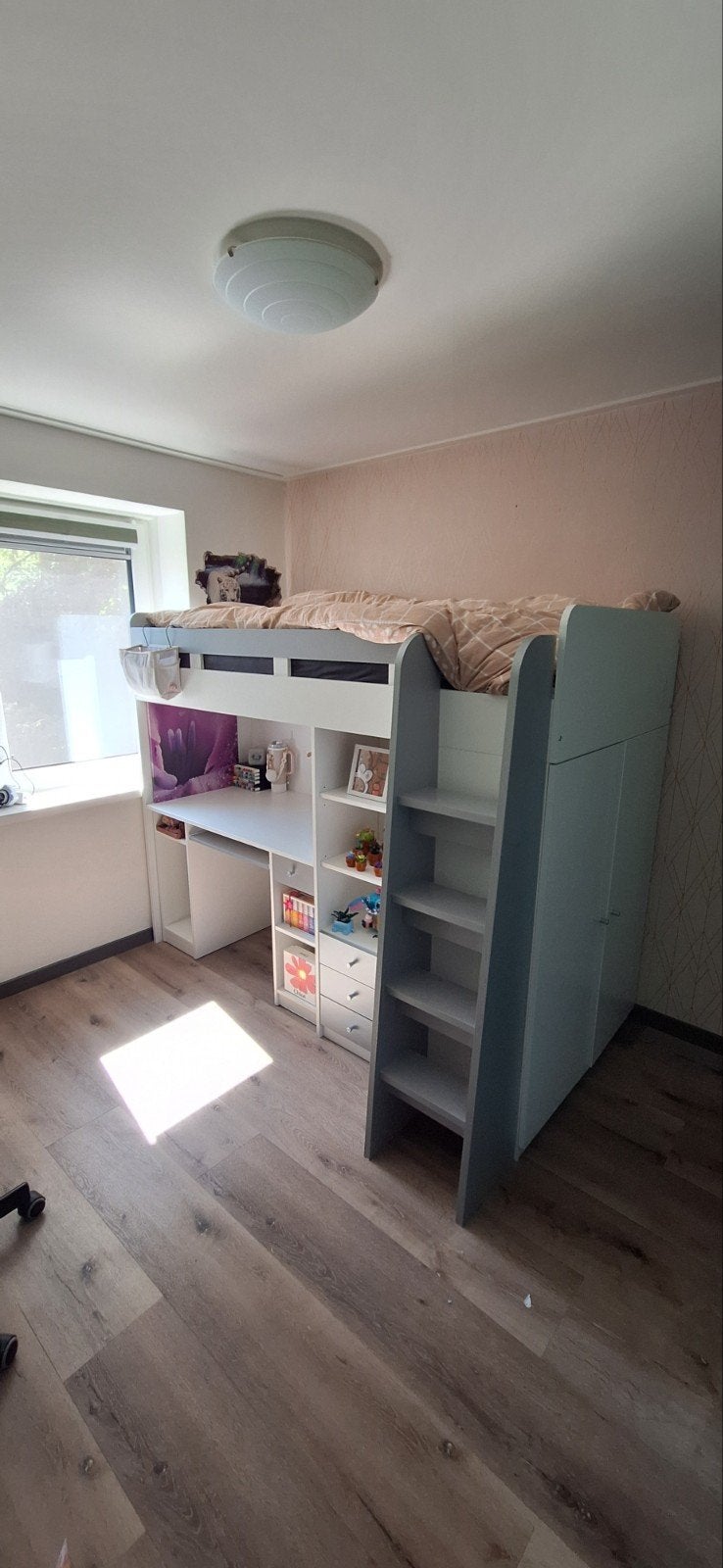 Hoogslaper met bureau en kast, Ophalen, Gebruikt, Eenpersoons, 200 cm