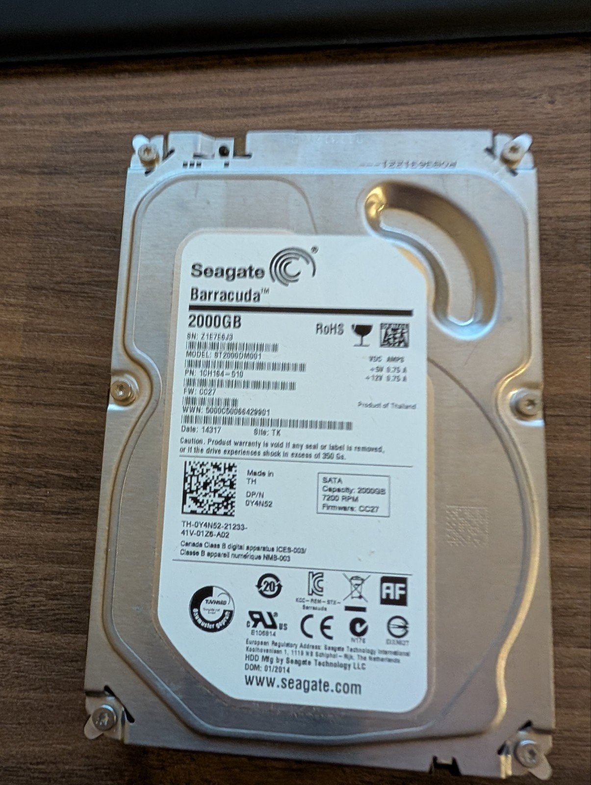 Seagate Barracuda 2TB HDD SATA 7200 RPM, Computers en Software, Harde schijven, Intern, Gebruikt, Server, Ophalen of Verzenden