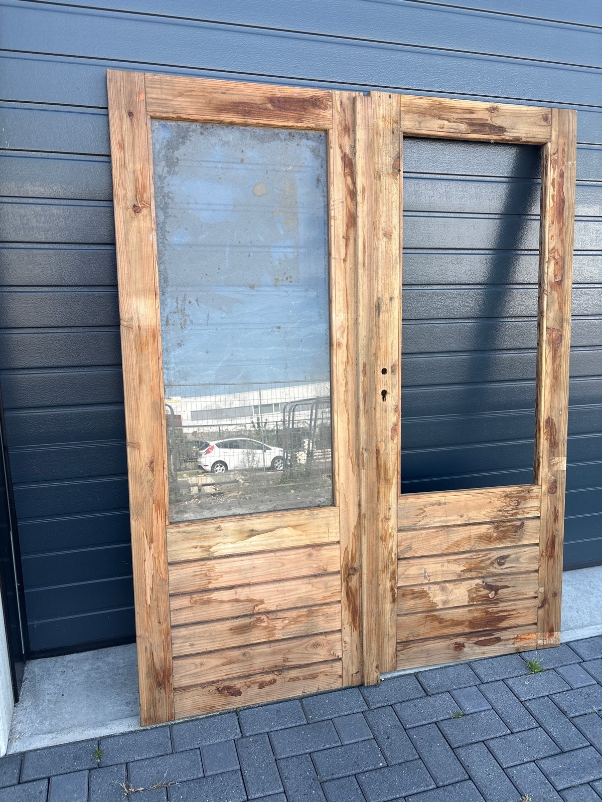 Houten Buitendeuren met Glas - Rustieke Stijl, Doe-het-zelf en Verbouw, Deuren en Horren, 100 tot 120 cm, Gebruikt, Ophalen of Verzenden