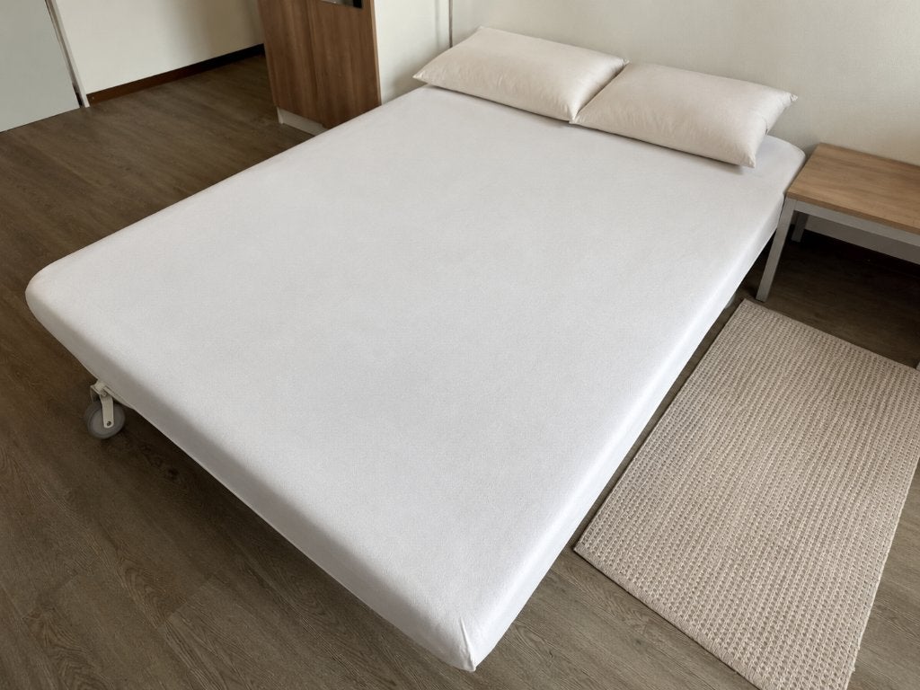 Sofa/double bed, Huis en Inrichting, Slaapkamer | Bedden, Gebruikt, Tweepersoons, 160 cm, 200 cm, Overige materialen, Wit, Verstelbaar