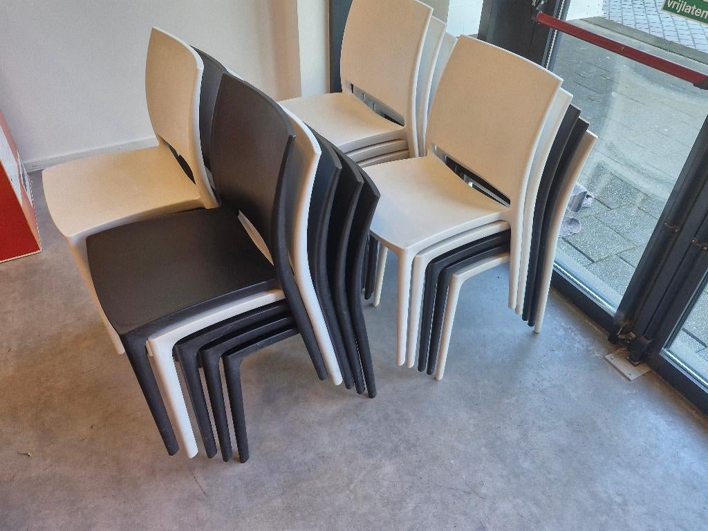 5x kantinestoel / horecastoel / tuinstoel stapelbaar, Huis en Inrichting, Stoelen, Ophalen, Kunststof, Wit, Industriestraat 5