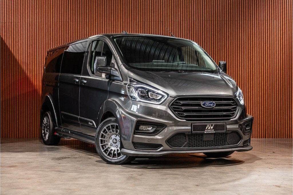 Ford Transit Custom MS-RT 320 2.0 TDCI L2H1 DC | ACC | BLIS, Auto's, Bestelauto's, 15 km/l, Zwart, Lichtsensor, Bedrijf
