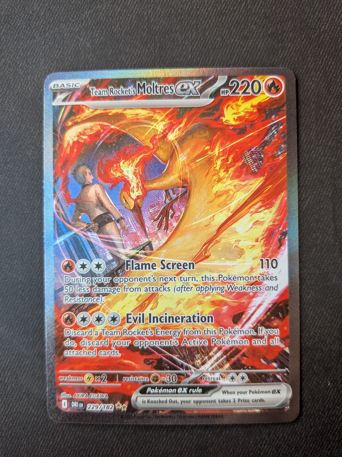 Team Rocket's Moltres ex 229/182 - Pokémon kaart, Hobby en Vrije tijd, Verzamelkaartspellen | Pokémon, Ophalen of Verzenden, Zo goed als nieuw
