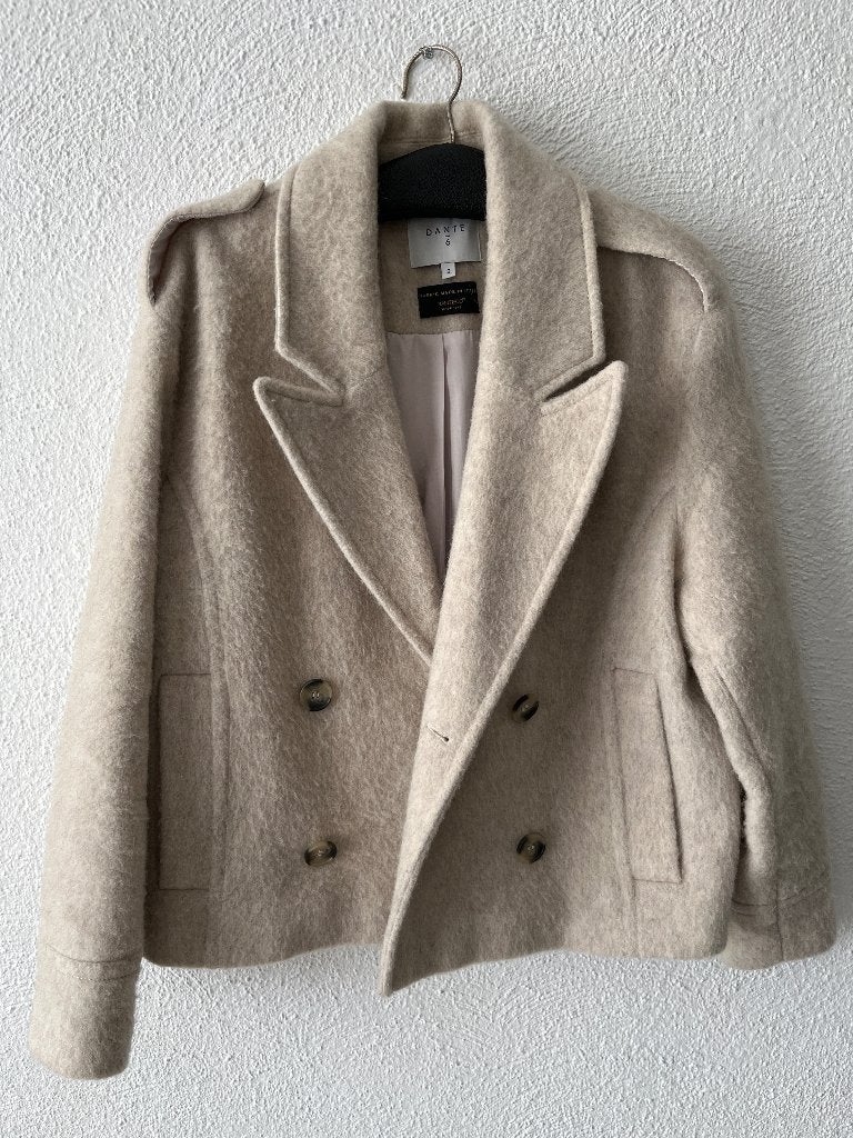Dante 6 kort wollen jasje - Zo goed als nieuw, Verzenden, Beige, Zo goed als nieuw, Maat 38/40 (M)