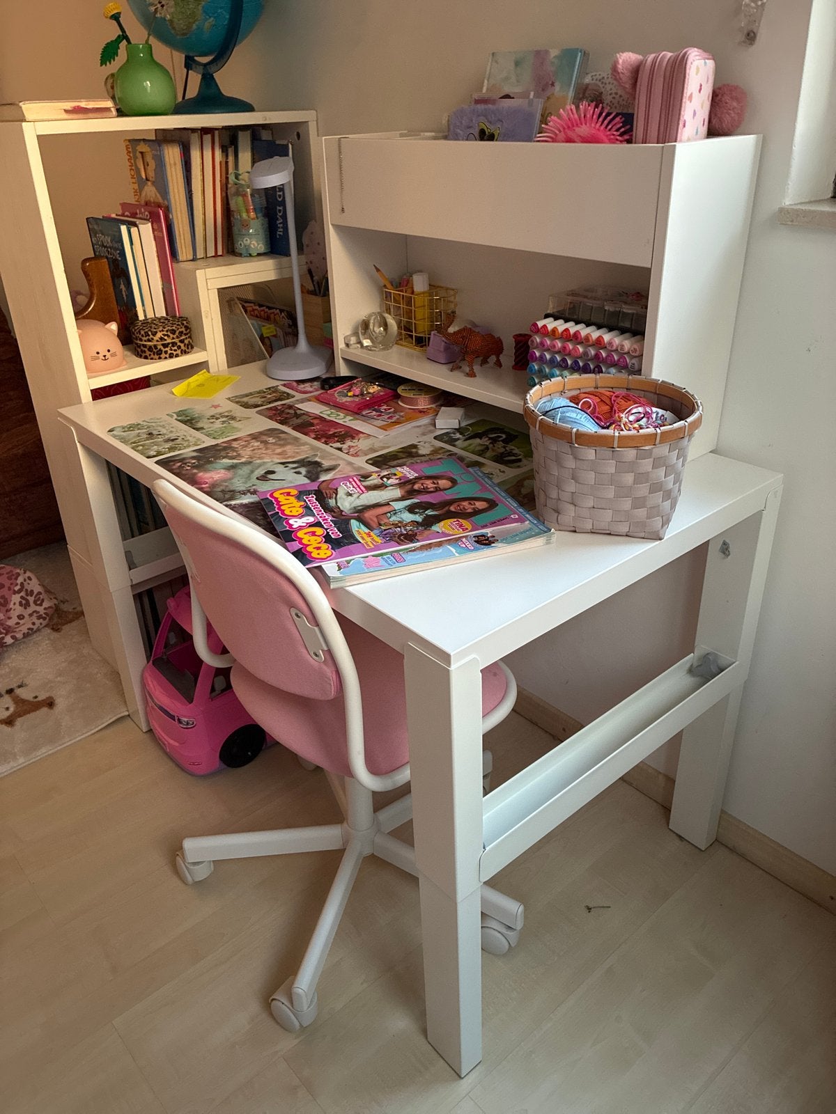 Wit kinderbureau Ikea Pahl - met opzetstuk, Ophalen, Gebruikt, Tafel
