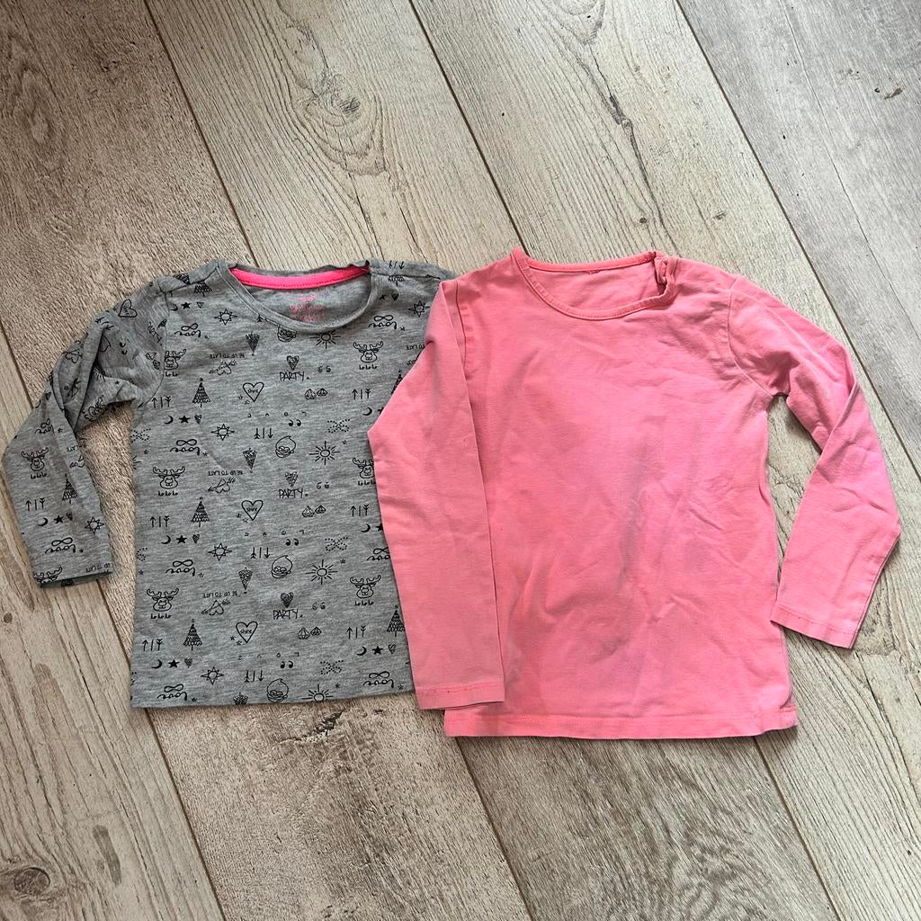 Set van 2 longsleeves voor meisjes – HEMA & Wibra – Maat 92, Ophalen of Verzenden, Gebruikt, Meisje, Shirt of Longsleeve