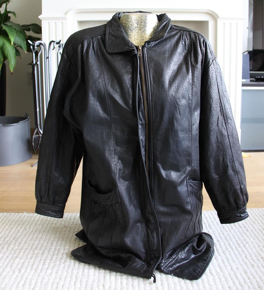 Mooie Vintage Leren Canda Jas (M) € 35,-, Maat 38/40 (M), Zwart, Ophalen of Verzenden, Zo goed als nieuw
