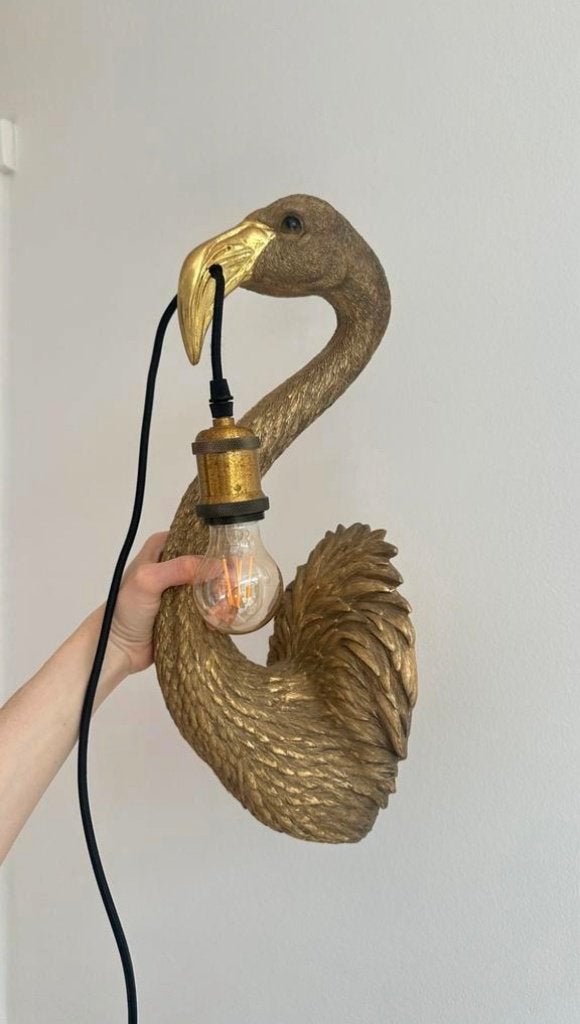 Flamingolamp / wandlamp goud, Ophalen, Zo goed als nieuw
