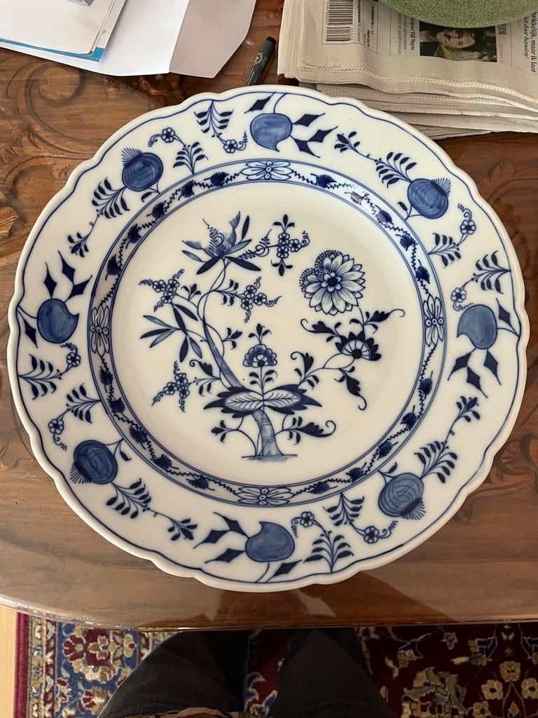 Meissen Porseleinen Bord - Blauw Uienpatroon, Antiek en Kunst, Ophalen