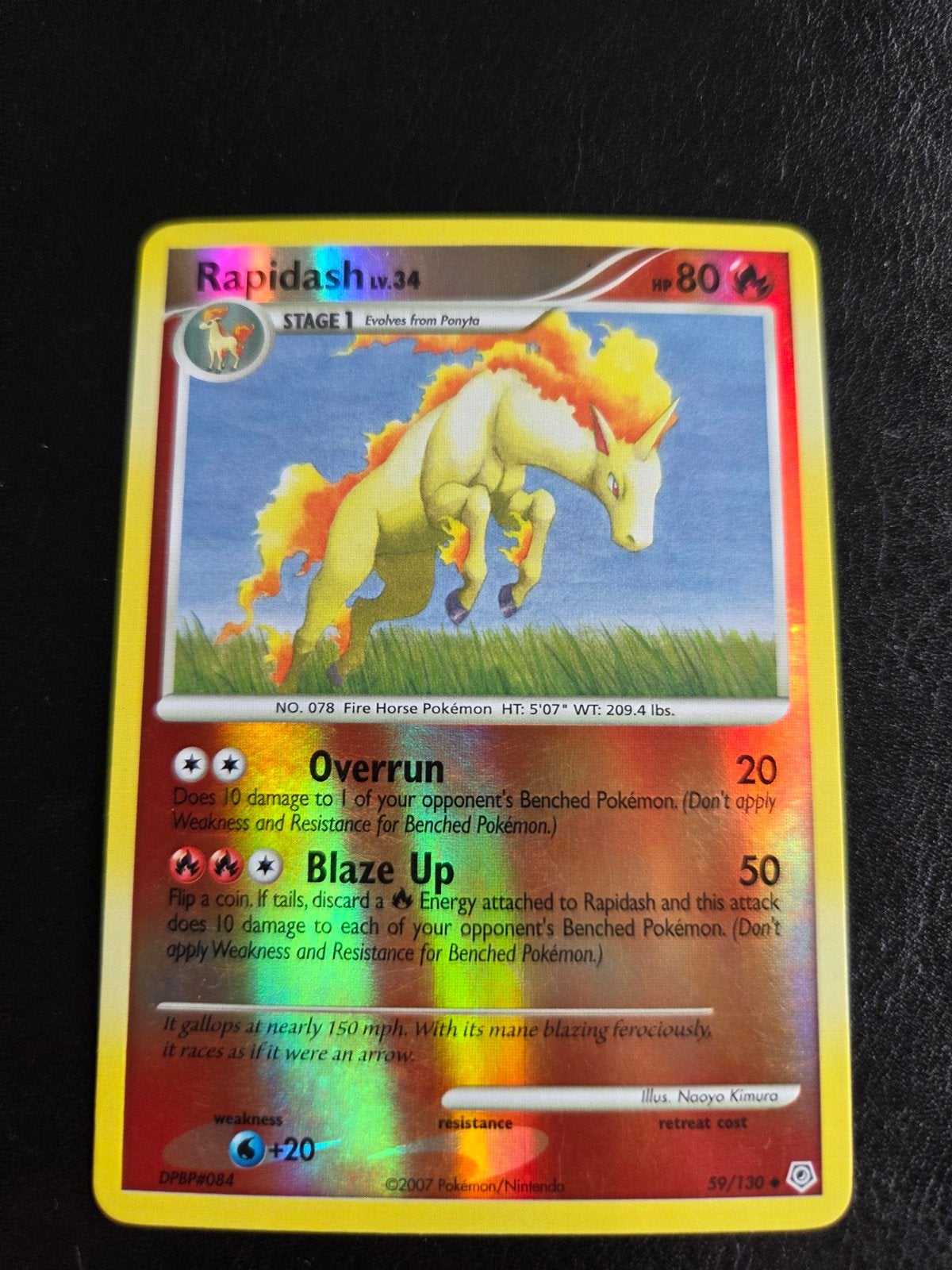 Rapidash Lv.34 Pokémon Kaart - DPBP#4084 (2007), Ophalen of Verzenden, Zo goed als nieuw, Losse kaart, Foil