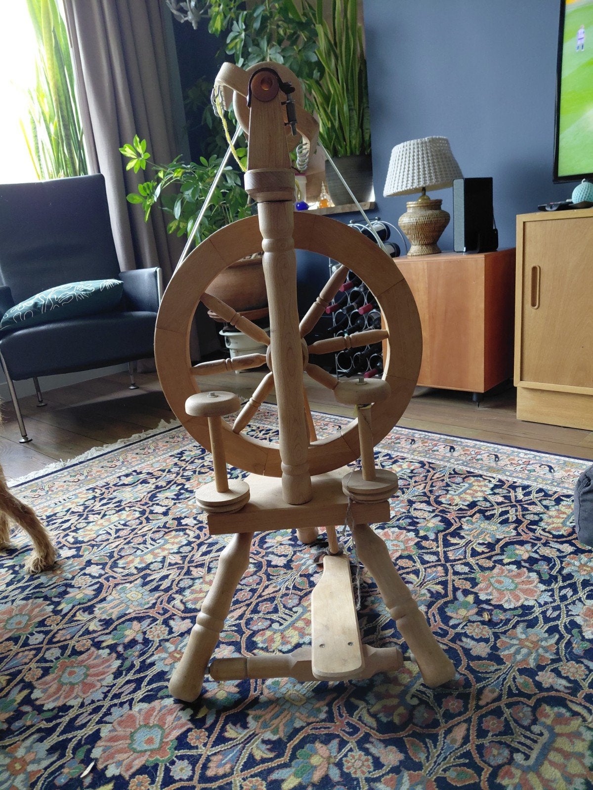 Wernekinck Delft spinnewiel met 3 klossen, Ophalen, Gebruikt, Spinnewiel