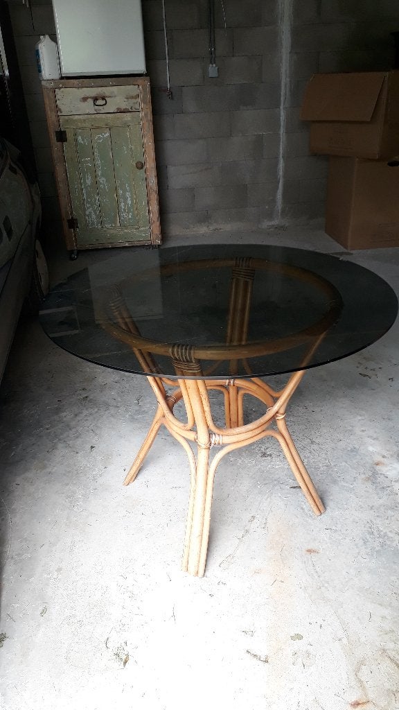 ronde salontafel glas GRATIS OPHALEN, Huis en Inrichting, Tafels | Salontafels, Ophalen, Gebruikt, 100 tot 150 cm, Glas