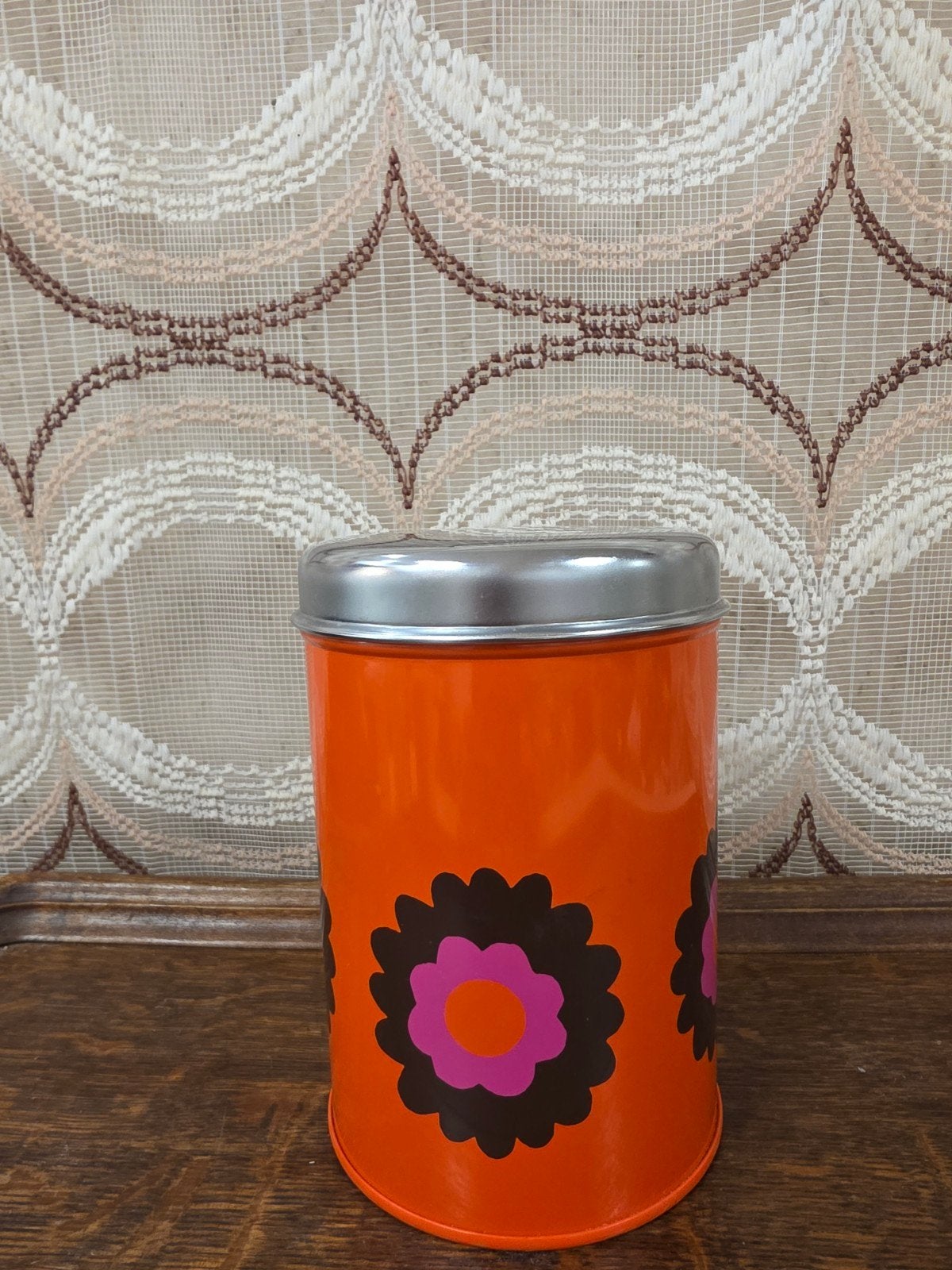 Vintage Brabantia Patrice oranje blik 16 cm, Ophalen of Verzenden, Gebruikt, Suiker, Overige merken