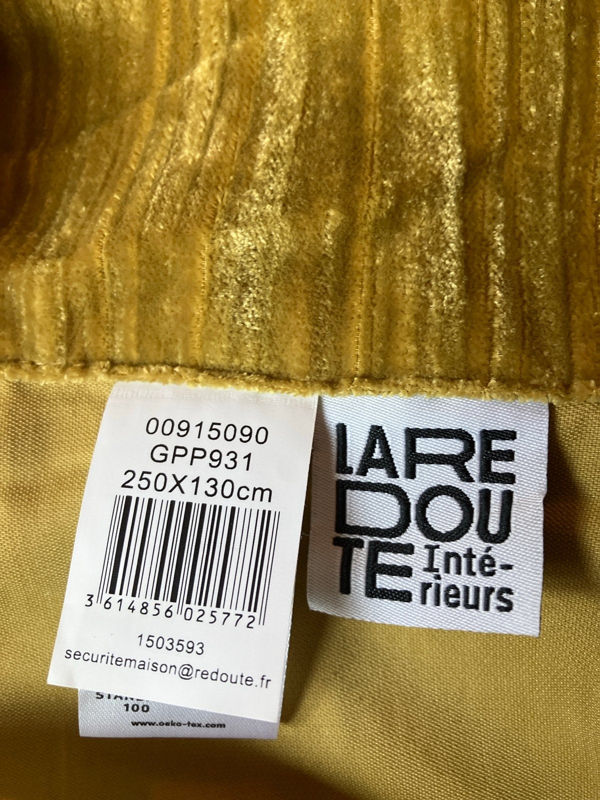 3x LaRedoute gordijnen chenille fluweel 250  x 130 cm, Overige merken, Ophalen of Verzenden, Zo goed als nieuw, Gordijn